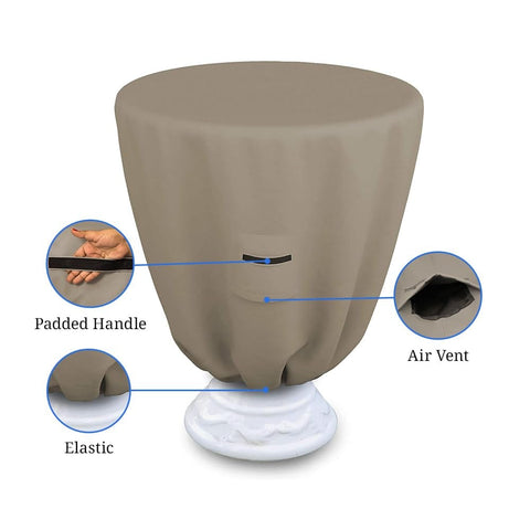 Winter Round Bird Bath Cover For Outdoor Use, Waterproof And UV Resistant All Season, 12 Oz PVC Coated Polyester, beige.