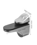 Close-up of sturdy adjustable glass shelf brackets zinc alloy wall mounts for bathrooms and kitchens showing dimensions.