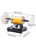 Dual Wheel Buffing Rig With 200W Motor And Variable Speed Polisher From 2000 To 7000 RPM For Jewelry Metal DIY Projects with dimensions
