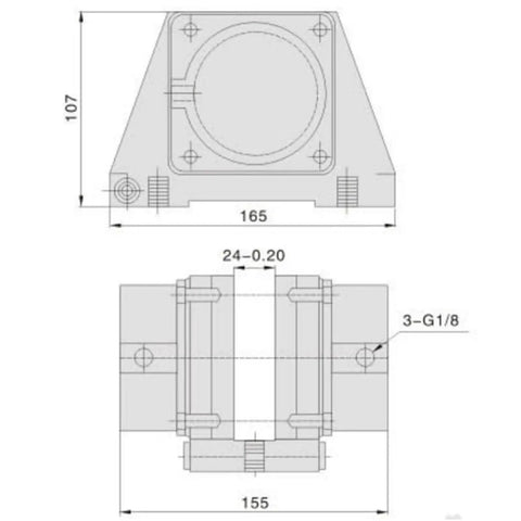 Technical diagram of Pneumatic Air Pressure Disc Brake Cylinder DBZ20 For Wire Drawing Machines And Parking Brake Integral Brake Type