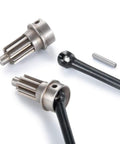Front CVD Axle Shaft Set with Portal Drive Input Gear for 1 to 10 RC TRX 4, showing left and right steel axles detail