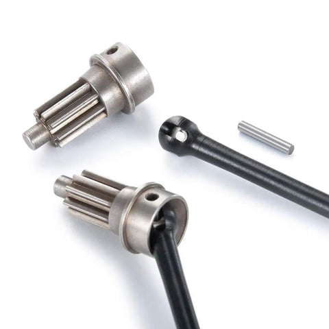 Front CVD Axle Shaft Set with Portal Drive Input Gear for 1 to 10 RC TRX 4, showing left and right steel axles detail