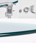 Flawless Finish Tempered Glass Lazy Susan And Smooth Gliding Rotating Serving Tray showing tempered glass edge detail and steel rollers.