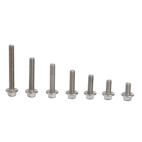 Assorted lengths of M5 hex socket head cap and flange bolts from 70 Piece M5 Bolt Assortment Kit With Hex Socket Head Cap And Flange Bolts In Stainless Steel 304 For Heavy Duty Fastening And DIY Projects, Rust Resistant Hardware Set Toolbox Must Have