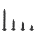 Five Piece Set Black Stainless Steel Phillips Head Self Tapping Wood Screws 4x40mm for Easy Hidden Joints in DIY Projects