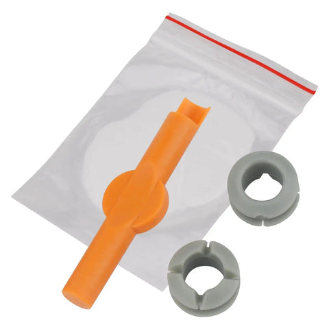 Shift Linkage Bushing Kit For Infiniti QX56 QX80 Nissan Armada Frontier Titan Xterra Pathfinder 2004 2022 Transmission Shifter Cable Repair Tool 134193 Plug And Play shows two bushings and an orange tool against a white background.