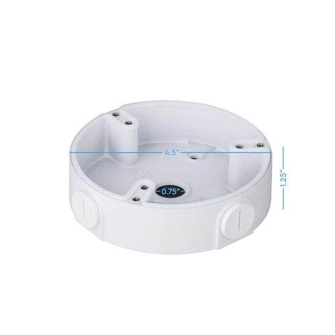 Weatherproof Aluminum Dome Camera Junction Box With Plug And Play Setup Rear Or Bottom Cable Pass Through Keeps Wires Hidden For Outdoor Security Compatible With Most Dome IP Cameras DIY Friendly Enclosure For Clean Install, 4.5 in