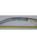 Hand Forged In Austria Scythe Blade With Curved Edge For Easy Harvest, 30 Inch Blade, Dual Sweep Options displayed with ruler