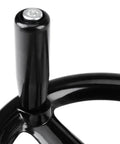 Close-up of Three Spoke Plastic Hand Wheel With Revolving Handle For Milling Machines showing ergonomic black plastic handle