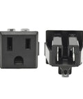 Straight Up Dang Tough Industrial Us 5 15R AC Power Outlet And Electrical Receptacle For Real Jobsite Work Rock Solid 3 Pin Build, side view black design.