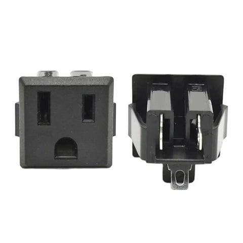 Straight Up Dang Tough Industrial Us 5 15R AC Power Outlet And Electrical Receptacle For Real Jobsite Work Rock Solid 3 Pin Build, side view black design.