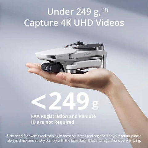 Mini 4K Camera Drone Bundle With Case And Extra Battery Under 249 Grams 3 Axis Gimbal Stabilization held in hand