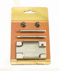 Heavy Duty 5 Piece Lighter Repair Kit With Dual Steel Wheels Knockout Rivet Removal And Flange Setting Punches, kit on a backing card.