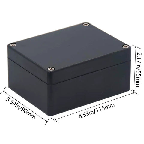 2 Pack IP65 Waterproof ABS Plastic Project Box Junction Boxes For DIYers Electronics Weatherproof Electrical Case Power Enclosure Black Outer Dimensions 4.53 By 3.54 By 2.17 Inches, black ABS enclosure