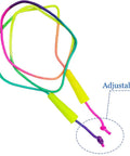 Rainbow Jump Rope Set For Kids, 10 Durable Nylon Skipping Ropes with adjustable yellow handles displayed.