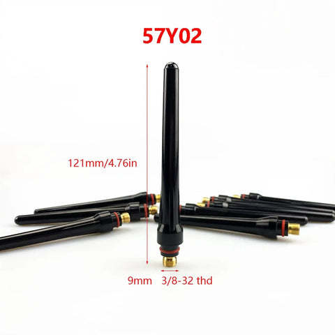 Top Tier 5 Or 10 Pack Of Heavy Duty Long Back Caps For WP-17 WP-18 And WP-26 TIG Welding Torch Heads, showing details.