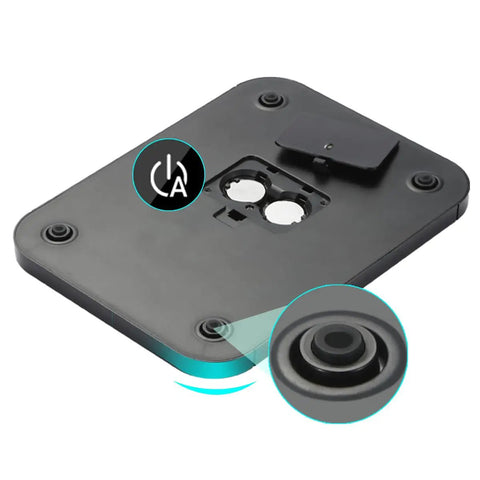 Bottom view of Smart Food Scale With Nutritional Calculator, showing battery compartment and anti-slip pads