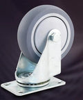 Heavy Duty Swivel Caster Wheels Set Of 4 100 Mm Non Marking Rubber Casters With Locking Brakes, shown from the side.