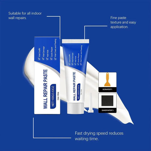 All In One Drywall Repair Kit With Scraper For Quick Patch Jobs 2026 Upgrade Quick Drying Wall Mending Paste and accessories