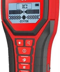 Heavy Duty Digital Wall Scanner And Stud Finder Locates Wood Joists Live Ac Wires Copper Pipes And Rebar With Precision Edge Detection Modes, red handheld unit.