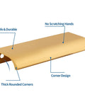 Rose gold aluminum arc finger edge pull with thick rounded corners, features for safe and durable use. 10Pcs Modern Finger Edge Pulls 120Mm Aluminum Concealed Drawer Handles Rose Gold Includes Screws For Cabinets Kitchen Closet Wardrobe And Doors 96Mm Hole Spacing Easy Grip Arch Pulls.