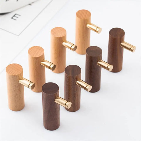 Heavy Duty Solid Brass And Walnut Wood Wall Hooks Secure Your Gear Easy As Pie Install Top Notch Entryway Organizer in various wood finishes.