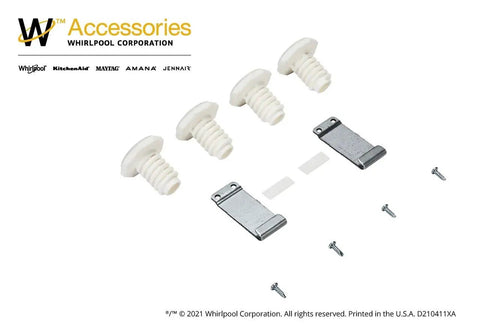 Stack Kit For Standard And Long Vent Dryers OEM Replacement Part W10869845 Replaces W10298318RP showing brackets and screws