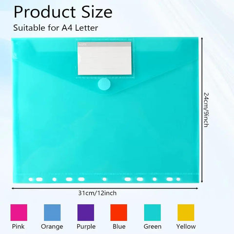 Six Pack Plastic Binder Pockets Folders With Transparent Pockets And Label Window A4 Size Each Holds Up To 150 Sheets