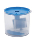Straight Up Automatic Fish Feeder And Aquarium Food Dispenser That Keeps Your Tank Stocked With No Sweat Battery Powered Pet Gear For Travel And Crazy Busy Weekends, clear plastic hopper with blue lid.