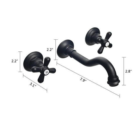 Dope Wall Mounted Bathroom Faucet With Dual Cross Handles Rough In Valve And Widespread Waterfall Spout In Wall For 3 Hole Basin Lavatory Oil Rubbed Bronze Finish Vessel Sink Friendly with dimensions