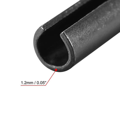 Close-up of 20-Piece Slotted Spring Pin Set 6mm By 40mm 65Mn Plain Finish Roll, showing slot width and material.
