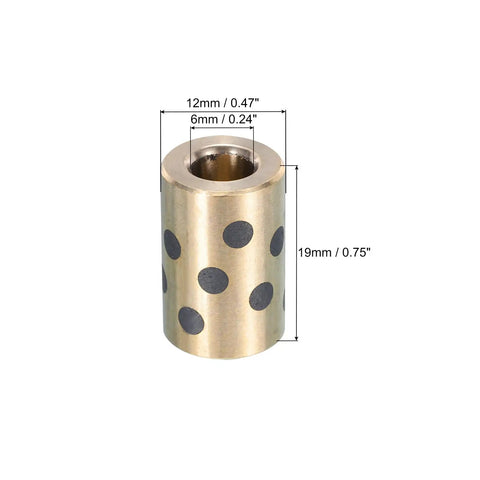 Slick Linear Motion Sleeve Bearings Built Tough With Self Lubricating Brass Graphite Providing Hassle Free Oilless Bushings For A Smooth Ride In Industrial Projects six millimeter bore twelve millimeter outer diameter 19 millimeter height pack of two