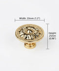 12 Pack Vintage Floral Drawer Knobs Set With Zinc Alloy Cabinet Pulls And Handles, gold flower knob with size dimensions