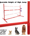 Red Six Piece Dog Agility Training Kit adjustable high jump setup showing height adjustability for dogs