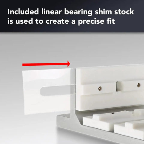 Double Flange Short Aluminum Linear Bearing For 3 Inch Extrusion 80 20 15 Series Four Mount With Brake Holes Self Lubricating UHMW Bearing Block For Precise Linear Motion And Smooth Glide, with shim stock fit