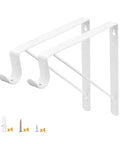 Heavy Duty Wall Mounted Closet Rod Brackets 2 Pack 12 By 10.4 Inch Steel Supports in white, includes screws, ideal for closet organization.