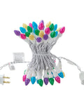 Easter LED String Lights 50 Count Glass C3 Bulbs Multi Color Pastel 120V End To End Connectable UL ETL Certified IP44 Outdoor White Wire