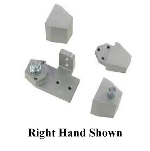Top Pivot Hinge Set For Commercial Doors Beefed Up Heavy Duty Three Quarters Inch Offset Right Hand Aluminum Built Spring Loaded Top Pin For Easy Install One Eighth Inch Vertical Adjustment Case Hardened Floor Stud Full Bearing Smooth Operation, right hand shown