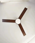 Top view of 52 Inch Indoor Outdoor Ceiling Fan With LED Lights And Remote Control Modern Flush Mount Ceiling Fan For Living Room Bedroom Kitchen Brown