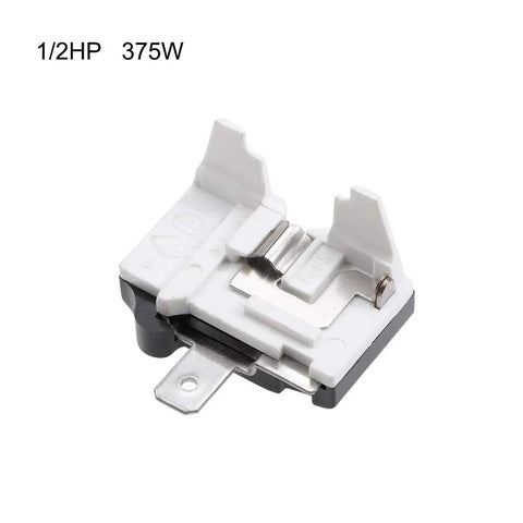 Refrigerator Start Relay 22 Ohm 4 Pin One Half HP 375W With Thermal Overload Protector, white and black module on white background