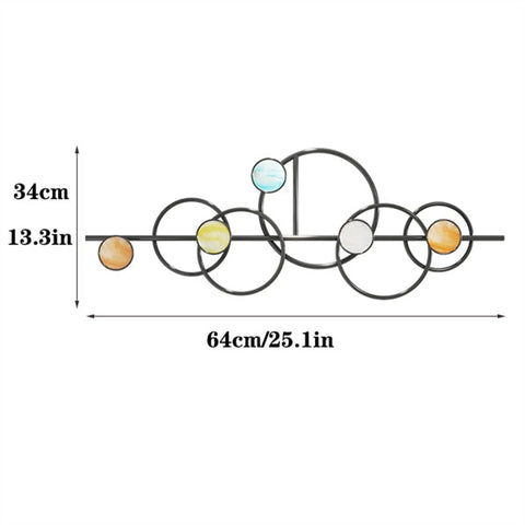Heavy Duty Metal Wall Mount Coat Hooks For Entryway Living Room Bedroom Sturdy Rack with colorful circular accents, dimension 64cm.