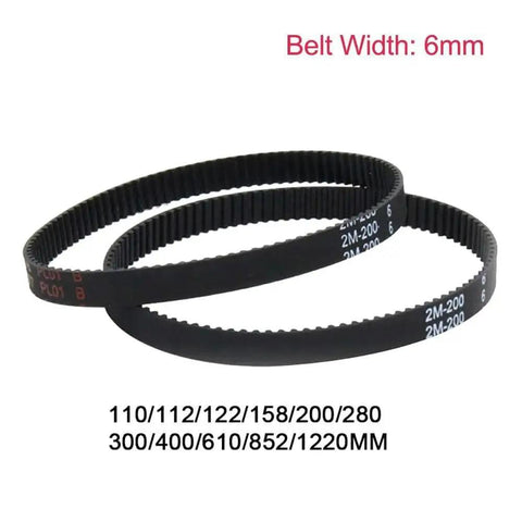Super Cool GT2 Closed Loop Timing Belt 6mm Pulley Drive Synchronous Syncbelt For 3D Printer, CNC, And Robotics With Abrasion Resistant Durable Flex Performance In 280 Millimeter Size, showing multiple belts.