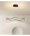 Circle Wave Led Pendant Lights Modern Minimalist Living Dinging Room Chandelier Lighting Bedroom Lamp Luster Fixtures, black metal design.