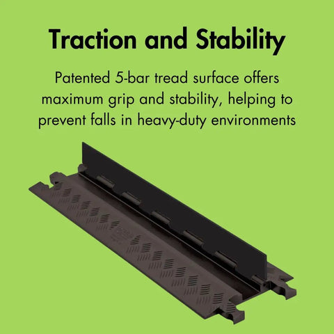 1 Channel Low Profile Drive Over Cable Protector With Beefy Load Capacity Up To 26,000 Pounds, Polyurethane Construction, traction