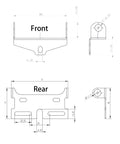 Ebike Turn Signal Kit With Front And Rear Indicator Lights And Brake Light For Electric Bicycles Left And Right Signals Waterproof Pro Grade High Brightness SMD LED 36V 48V 72V Compatible dimension drawing front and rear mounts