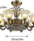 Eight Blade Ceiling Fan With Light Remote Control Glass And Abs Blades Quiet Reverse Motor No Sweat Setup Darn Reliable Kickin Breeze Perfect For Living Rooms And Hangouts with six glass shades and bronze finish.