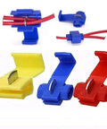125-pack insulated solderless quick-splice wire connectors for 22-10 AWG electrical wires, color-coded yellow, blue, red.