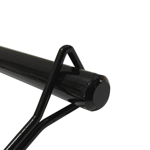 Close-up of Two Pack Beefed Up Heavy Duty Black Trailer Hitch Pin Lock For Towing Coupler Quick Release Five Sixteenths By Three And A Half Inches
