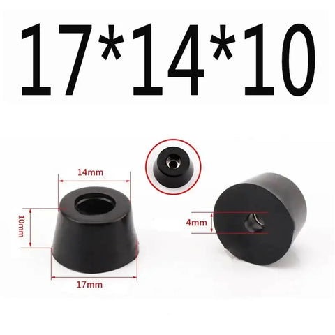 Black Rubber Furniture Pads For Chairs And Tables No Slip Floor Protectors with round leg caps size 17x14x10mm