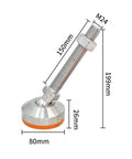 Heavy Duty Swivel Leveling Feet For Kitchen Cabinets And Furniture 360 Degree Rotation Adjustable Screw Base Four Piece Set showing dimensions 150mm height, 80mm base.